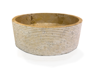 BORAS Aufsatzwaschbecken, Naturstein, rund, Marmor beige