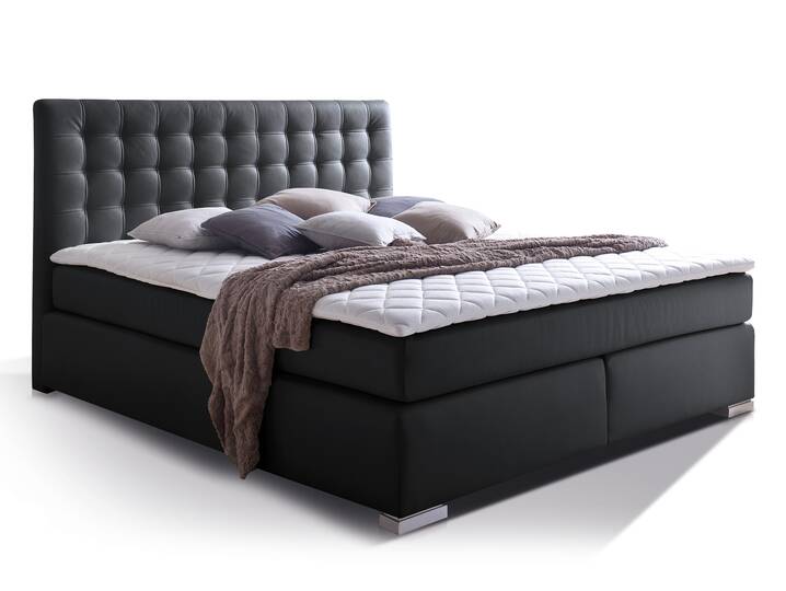 ISABELL PLUS Boxspringbett 160 x 200 cm | schwarz | Härtegrad 2