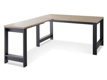 JADY Eckschreibtisch / Winkelkombination, Material MDF/Dekorspanplatte graphitfarbig/eichefarbig