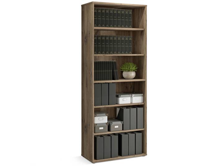 ICEY Büroregal groß, Material Dekorspanplatte, Flagstaff Eichefarbig