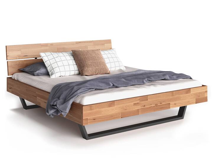 LÖWEN Kufenbett mit Kopfteil, Material Massivholz 90 x 200 cm | Buche unbehandelt