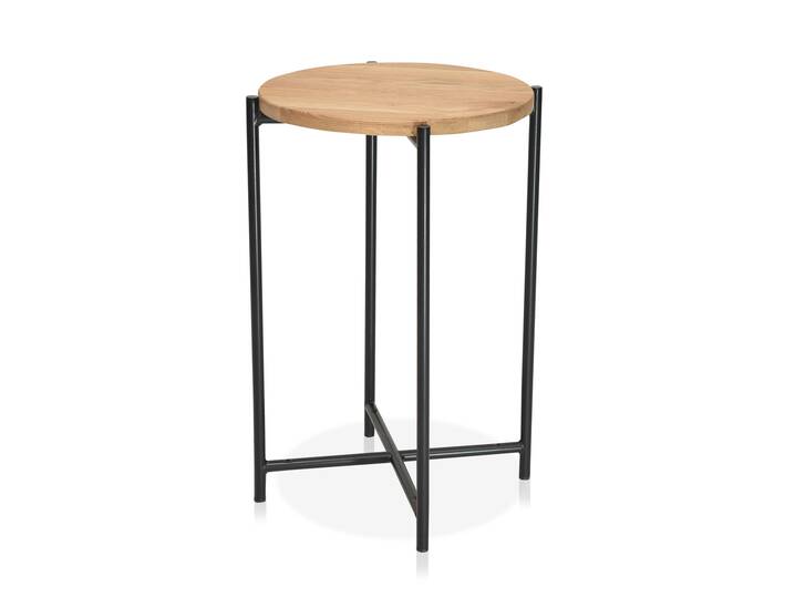 MIRON Beistelltisch, Material Massivholz/Metall, Eiche geölt 