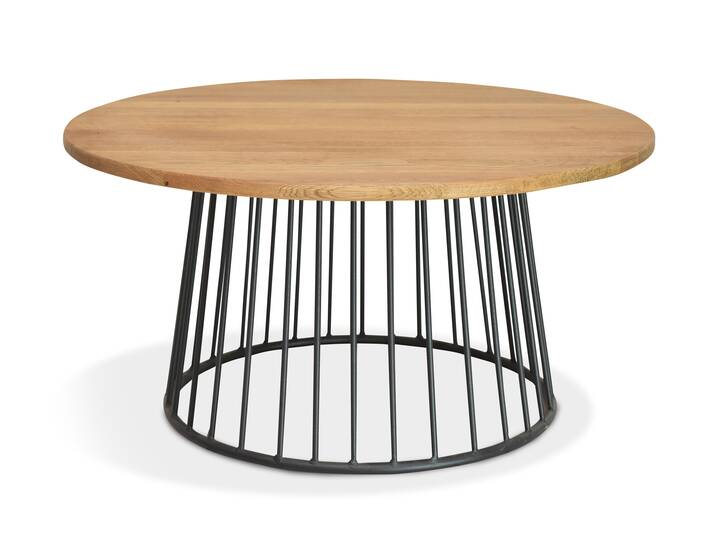 LUAN Couchtisch 80 cm, Material Massivholz/Metall, Eiche geölt 