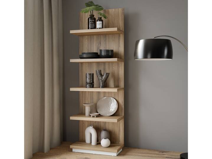 LENNOX Wandregal, Material Dekorspanplatte, lichtgrau/Valencia Oak Dekor 