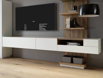LENNOX TV-Board II, Material Dekorspanplatte,  lichtgrau/Valencia Oak Dekor 