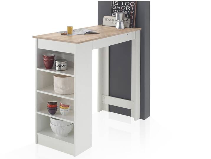 MACARENA Bartisch mit seitlichem Regal, Material Dekorspanplatte
