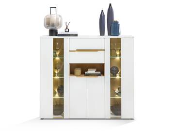 MAILAND Highboard, Material Dekorspanplatte Weiss