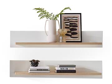 MAILAND Wandboard 2er Set, Material Dekorspanplatte Artisan eichefarbig / Weiss