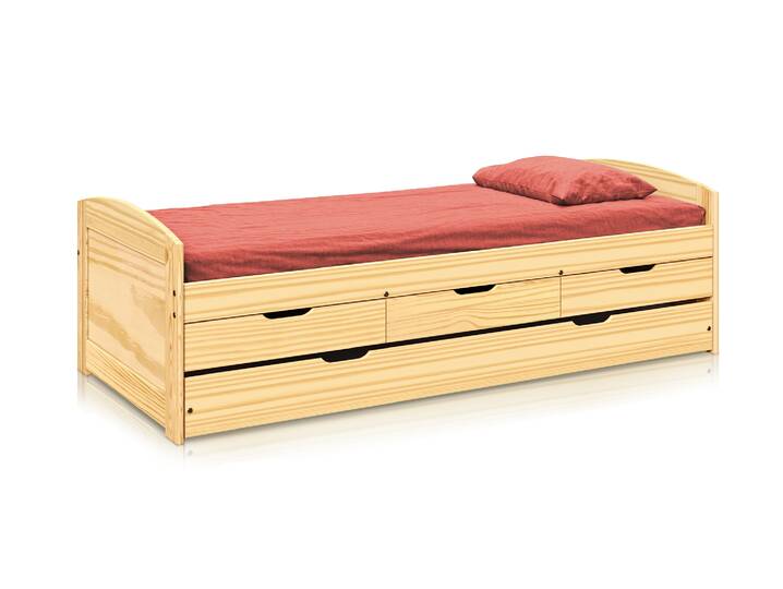 MAYRA Tandemliege, Material Massivholz, Kiefer Kiefer natur lackiert