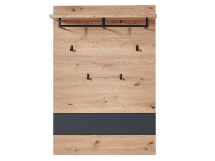 MAILAND Garderobenpaneel, Material Dekorspanplatte, Artisan Eiche Nachbildung, graphitfarbig