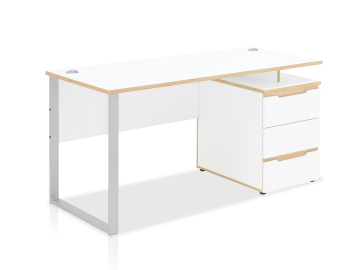 MAILAND Schreibtisch inkl. Schubkastenelement, Material Dekorspanplatte Weiss