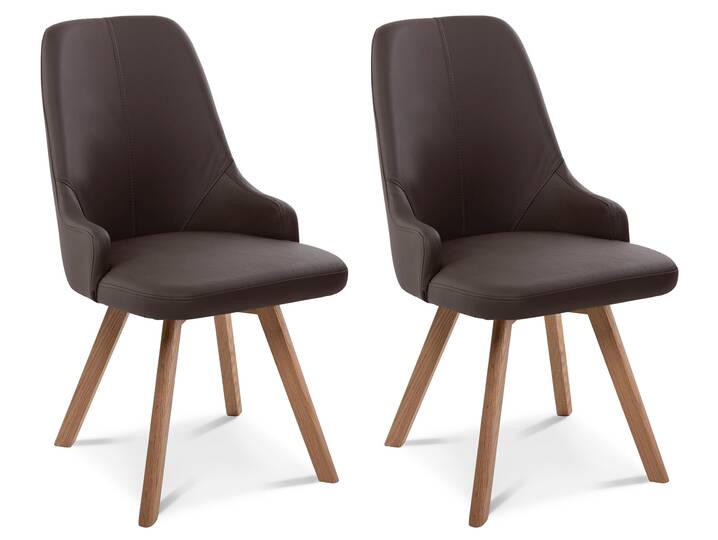 MIRINDA 2er SET Schalenstühle, Gestell Massivholz