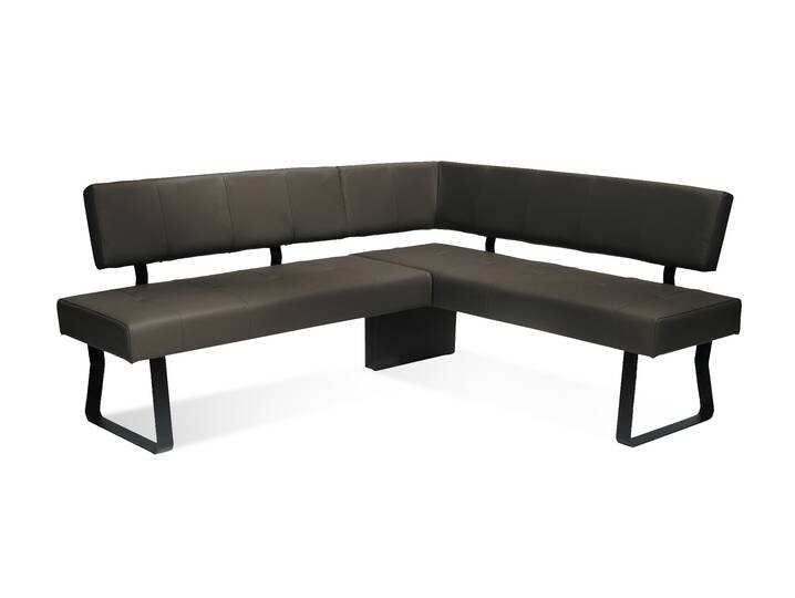 NASHVILLE Eckbank mit Echtlederbezug, Gestell Metall schwarz 147 x 167 cm
