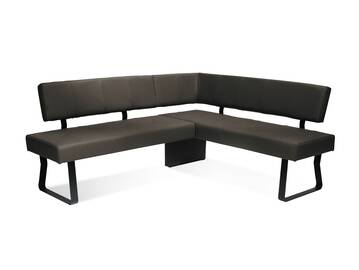 NASHVILLE Eckbank mit Echtlederbezug, Gestell Metall schwarz 167 x 192 cm