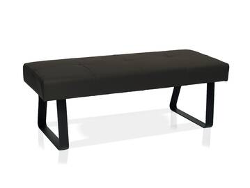 NASHVILLE Sitzbank mit Echtlederbezug, Gestell Metall schwarz 130 cm | ohne Rückenlehne