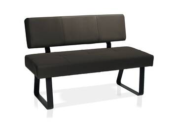 NASHVILLE Sitzbank mit Echtlederbezug, Gestell Metall schwarz 