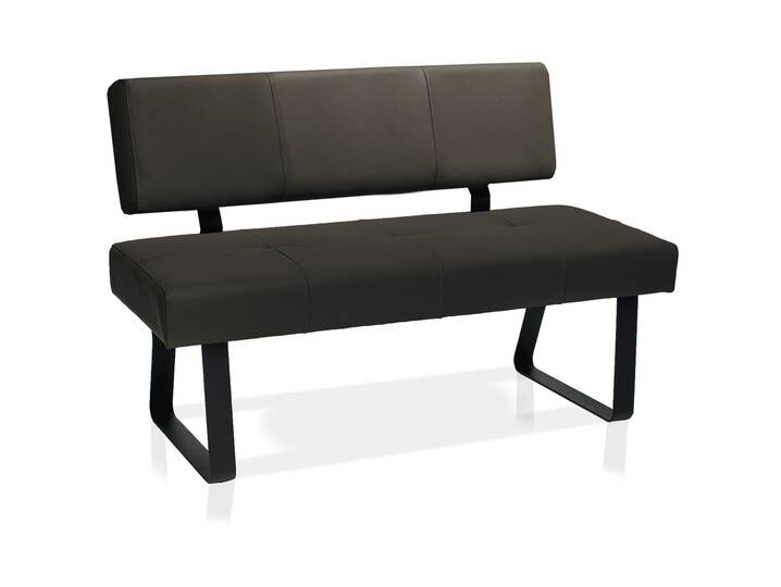 NASHVILLE Sitzbank mit Echtlederbezug, Gestell Metall schwarz 