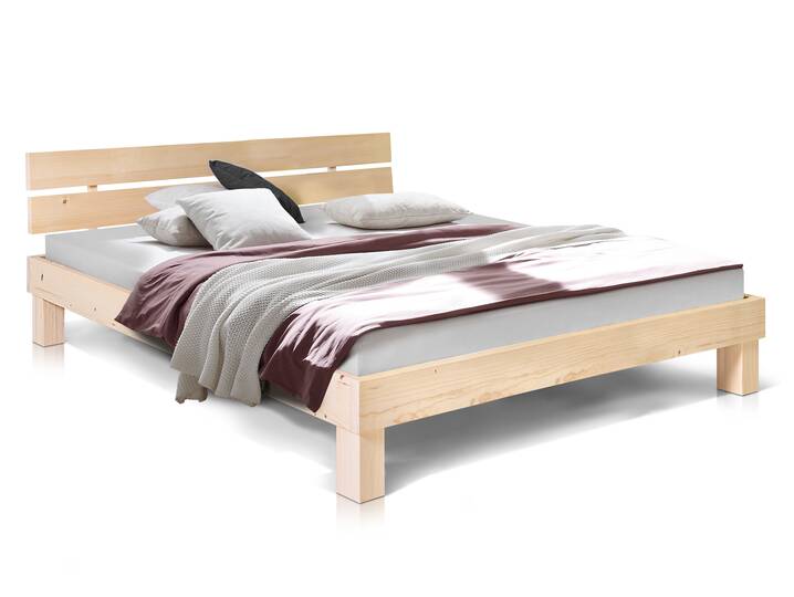 PUMBA Massivholzbett mit Kopfteil, Material Massivholz, Fichte 180 x 220 cm | natur | Standardhöhe