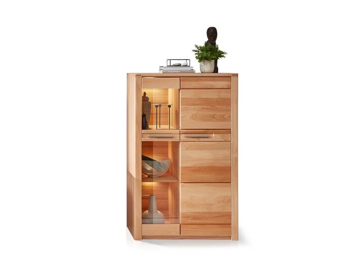 NESTOR ONE Vitrine niedrig, Material Teilmassiv, Kernbuche lackiert