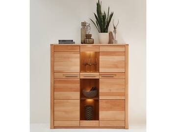 NESTOR ONE Highboard, Material Teilmassiv, Kernbuche lackiert