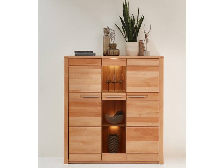 NESTOR ONE Highboard, Material Teilmassiv, Kernbuche lackiert