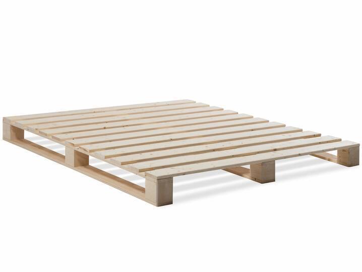 PALETTI Massivholzbett / Palettenbett 160 x 200 cm | Fichte natur