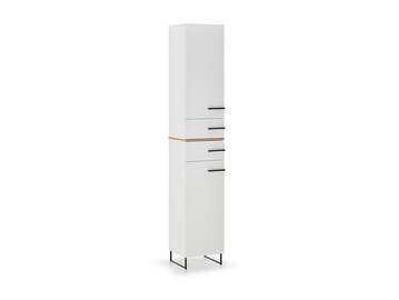 PIDERO Hochschrank, Material Spanplatte, weiss/eichefarbig