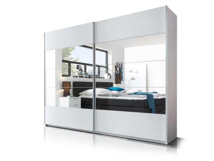 PARIS Schiebetürenschrank mit Spiegel, Material Dekorspanplatte, weiss