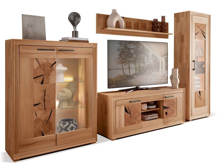 PASSERO Wohnwand I, Material Massivholz, Kernbuche geölt