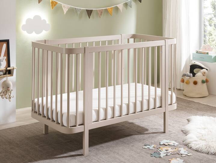 LENI Babybett 70x140 cm inkl. Umbauseite, Material Spanplatte, Kaschmir