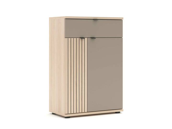 PELMO Schuhschrank I, Material Dekorspanplatte, Basaltfarbig/Riva Eiche Nachb. 
