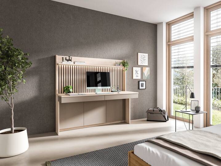 OSLO Schreibtischkombi II, Material Dekorspanplatte Eichefarbig/basalt matt