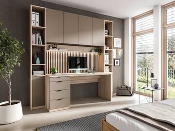 OSLO Bürokombination, Material Dekorspanplatte Eichefarbig/basalt matt