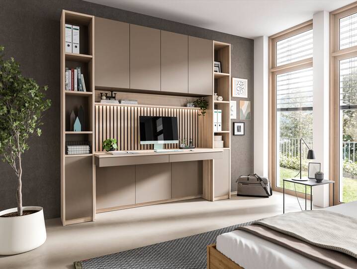 OSLO Bürokombination II, Material Dekorspanplatte Eichefarbig/basalt matt