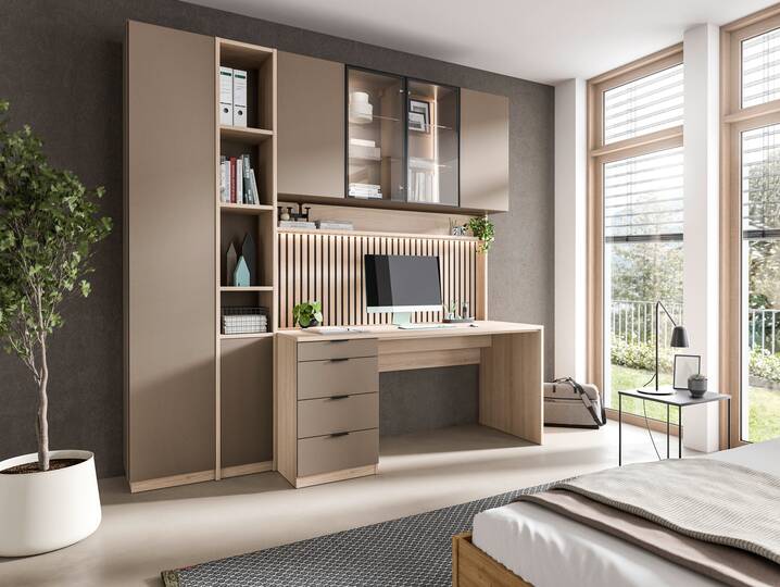 OSLO Bürokombination III, Material Dekorspanplatte Eichefarbig/basalt matt