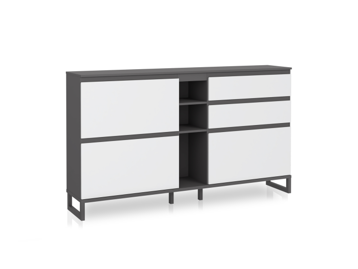 QUANDRO Schuhschrank III, Material Dekorspanplatte, dunkelgrau/lichtgrau