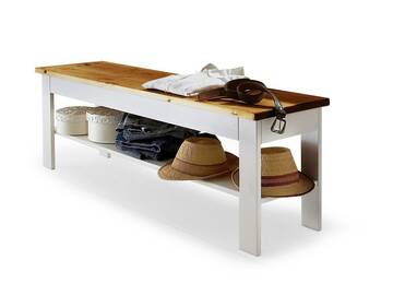 ROMAN Bank / Sitzbank 140x35 cm, Material Massivholz, Kiefer weiss gewachst/honigfarbig