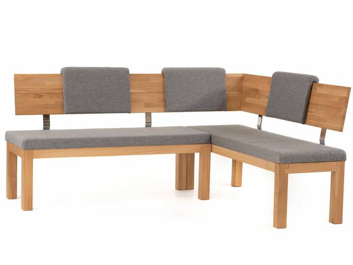 SALIMA Eckbank, Material Massivholz / Stoffbezug Kernbuche | 208 x 171 cm | grau
