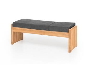 SCOTT Sitzbank / Truhenbank, Material Massivholz/Bezug Kunstfaser Kernbuche | 130 cm | ohne Rückenlehne | grau