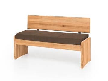 SCOTT Sitzbank / Truhenbank, Material Massivholz/Bezug Kunstfaser Eiche | 130 cm | mit Rückenlehne | nougat