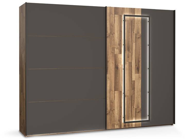 SESTRA Schiebetürenschrank, Material Dekorspanplatte, stabeichefarbig /grau