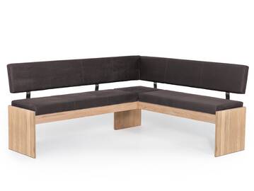 SIRION Eckbank mit Truhe aus Eiche, Material Massivholz/Bezug Mikrofaser 167 x 147 cm | dunkelbraun