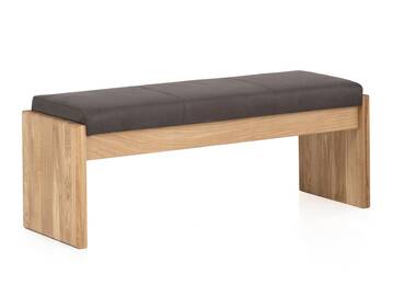 SIRION Sitzbank/Truhenbank aus Eiche, Material Massivholz/Bezug Mikrofaser 150 cm | ohne Rückenlehne | dunkelbraun