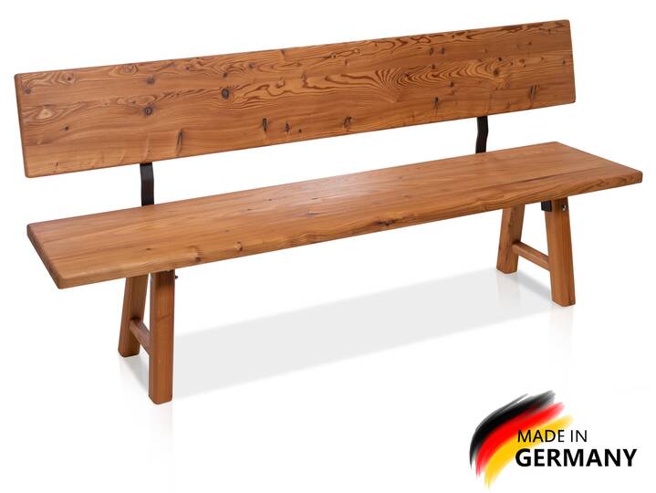 STARNBERG Sitzbank mit Rücken, Material Massivholz, Lärche gedämpft