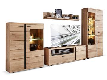 SAN MARINO Wohnwand I, Material Teilmassiv, Altesche gebürstet / Artisan eichefarbig