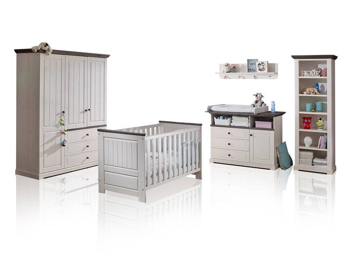 TINKA Babyzimmer, Material Massivholz, Kiefer weiss/grau