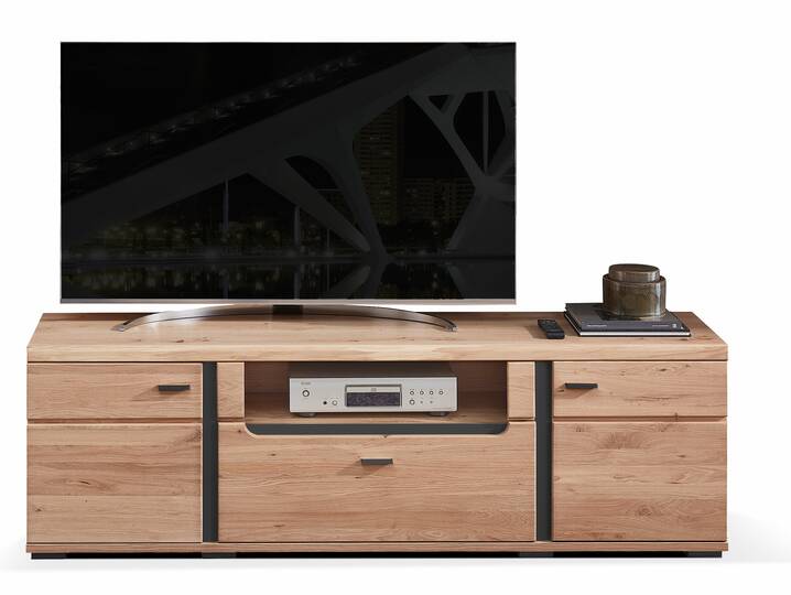 SAN MARINO TV-Unterteil II, Material Teilmassiv, Altesche gebürstet / Artisan eichefarbig