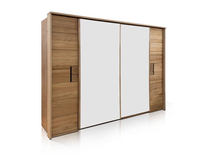 VALESCA Kleiderschrank mit massiver Front, Material Dekorspanplatte, Chalet-Eiche Nachbildung Chalet-Eiche Nachbildung / weiss matt