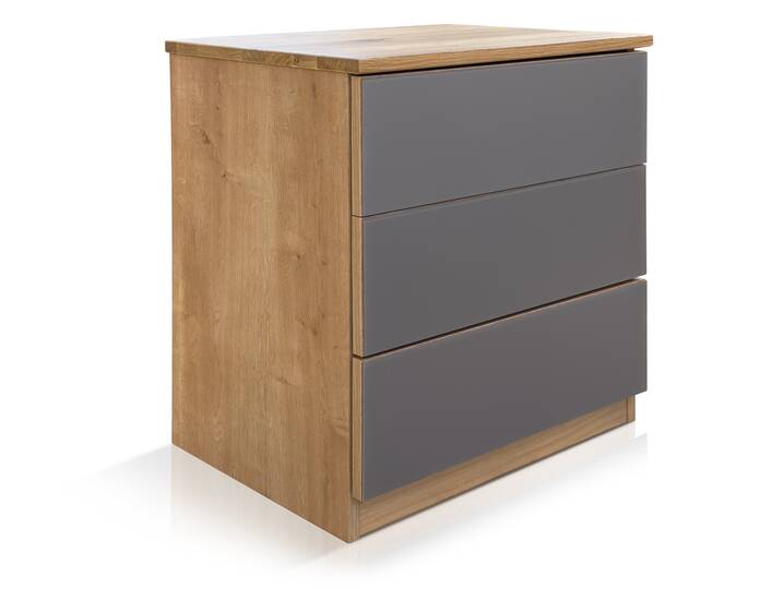 VALESCA Nachtkommode mit massiver Deckplatte, Material Dekorspanplatte, Chalet-Eiche Nachbildung