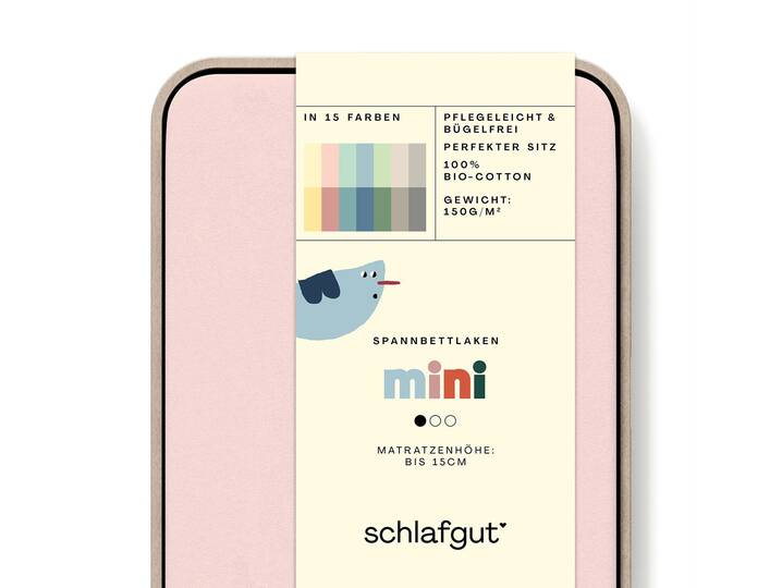 Schlafgut MINI Spannbetttuch/Spannbettlaken für Baby-Matratze, 60x120 - 140x70 cm,100% Baumwolle Rosa